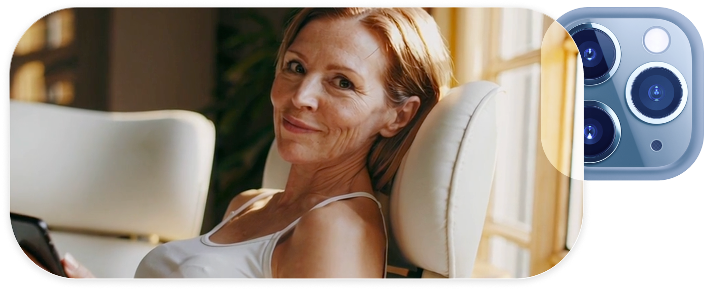 Woman using smartphone for telehealth